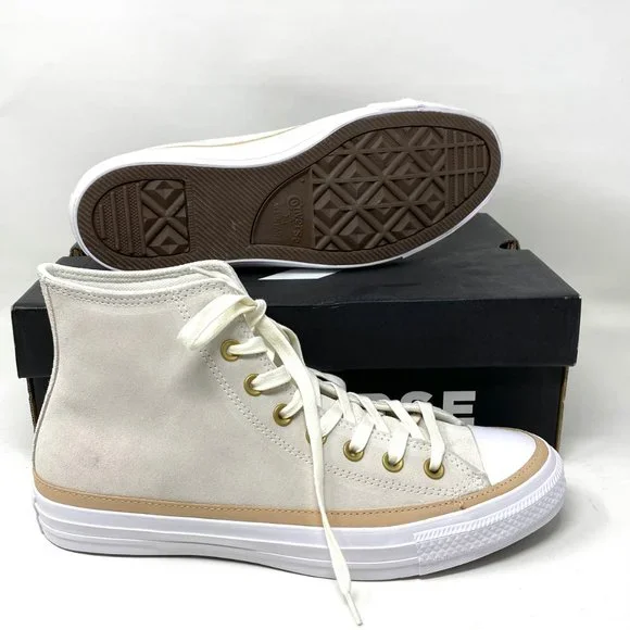 CONVERSE Men's Size 9.5 165921C CT All Star Hi OG Basketball White Suede Sneaker - Picture 2 of 10
